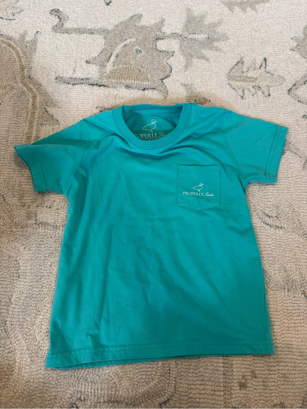Properly Teal Short-Sleeve Kids Pocket Tee